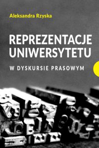 Na szarym tle białe i żółte napisy, żółta kropka i zdjęcie leżących matryc czcionek drukarskich