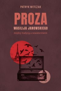 Brązowe tło, liternictwo w dwóch odcieniach beżu, grafika naszkicowana czarną kreską walizka, odlatujące ptaki i Wieża Eiffla na tle czerwonego koła