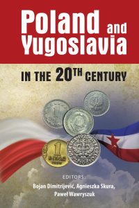 na czerwonym tle białe litery tytułu, pod tym na brązowym, niejednolitym tle historyczne flagi i monety obu państw
