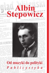 Tło stanowi strona z gazety, czerwone liternictwo, szary portret Stepowicza na środku okładki