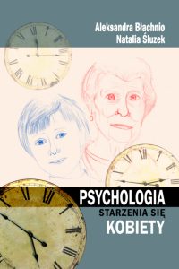 Grafika na okładce przedstawia rysunek dwóch twarzy, dziewczynki i starszej kobiety. Wokół nich są tarcze zegarów. Na ciemnym, grafitowym i czarnym tle białe liternictwo