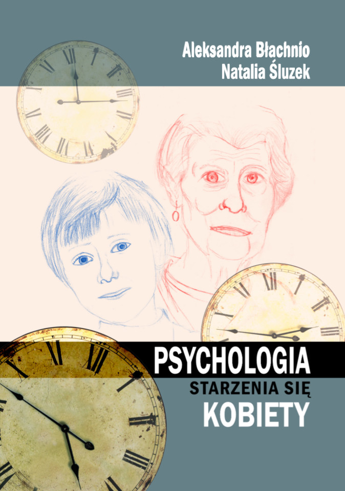 Grafika na okładce przedstawia rysunek dwóch twarzy, dziewczynki i starszej kobiety. Wokół nich są tarcze zegarów. Na ciemnym, grafitowym i czarnym tle białe liternictwo